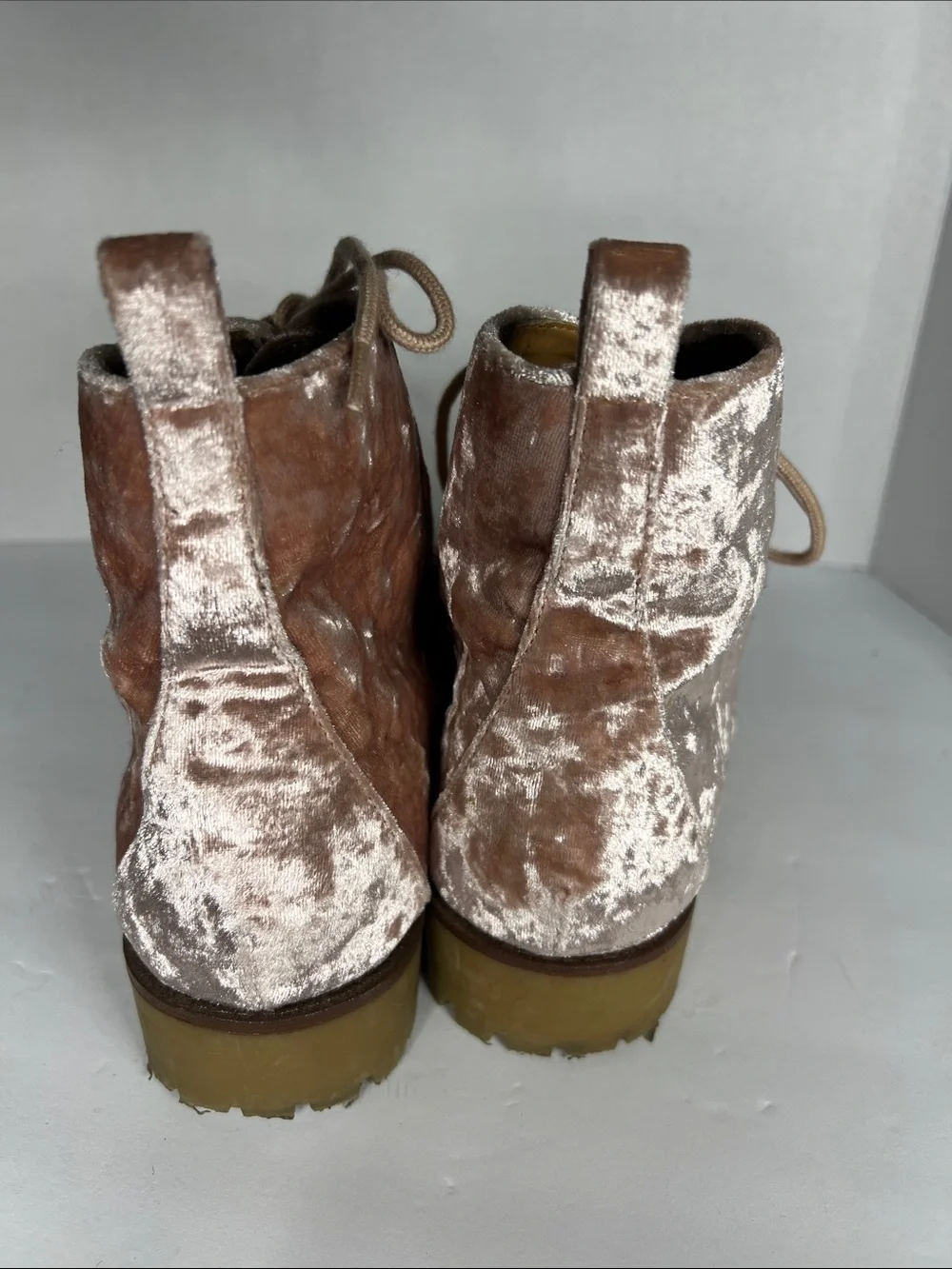Qupid Women’s Velvet Boots in Blush Pink